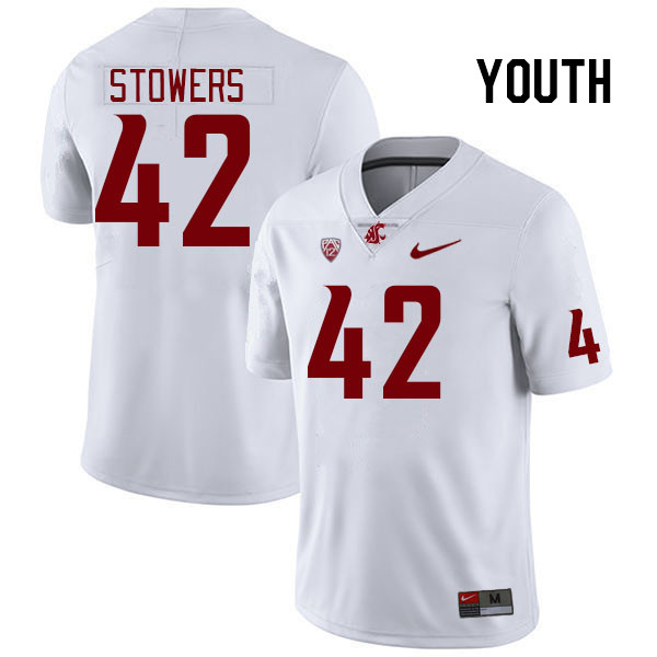 Youth #42 Marcus Stowers Washington State Cougars College Football Jerseys Stitched Sale-White - Click Image to Close